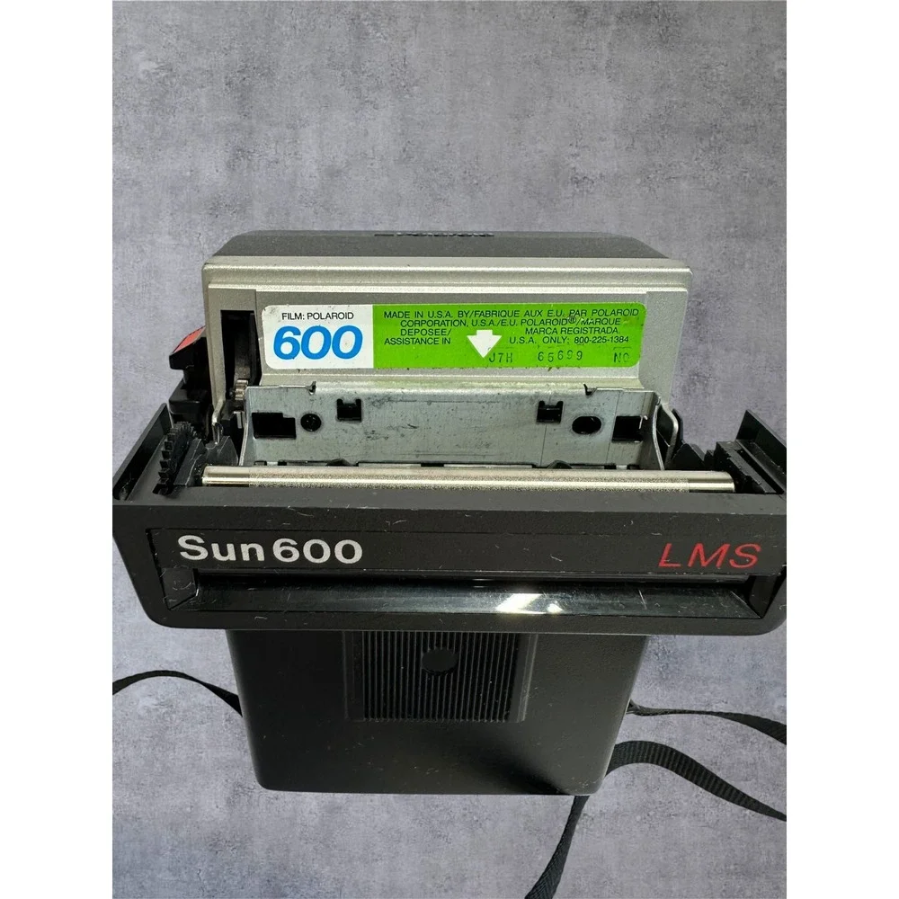 Vintage Polaroid Sun 600 LMS Camera Black Silver Instant Film